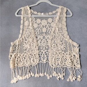 ISELA Boho Floral Crochet Vest